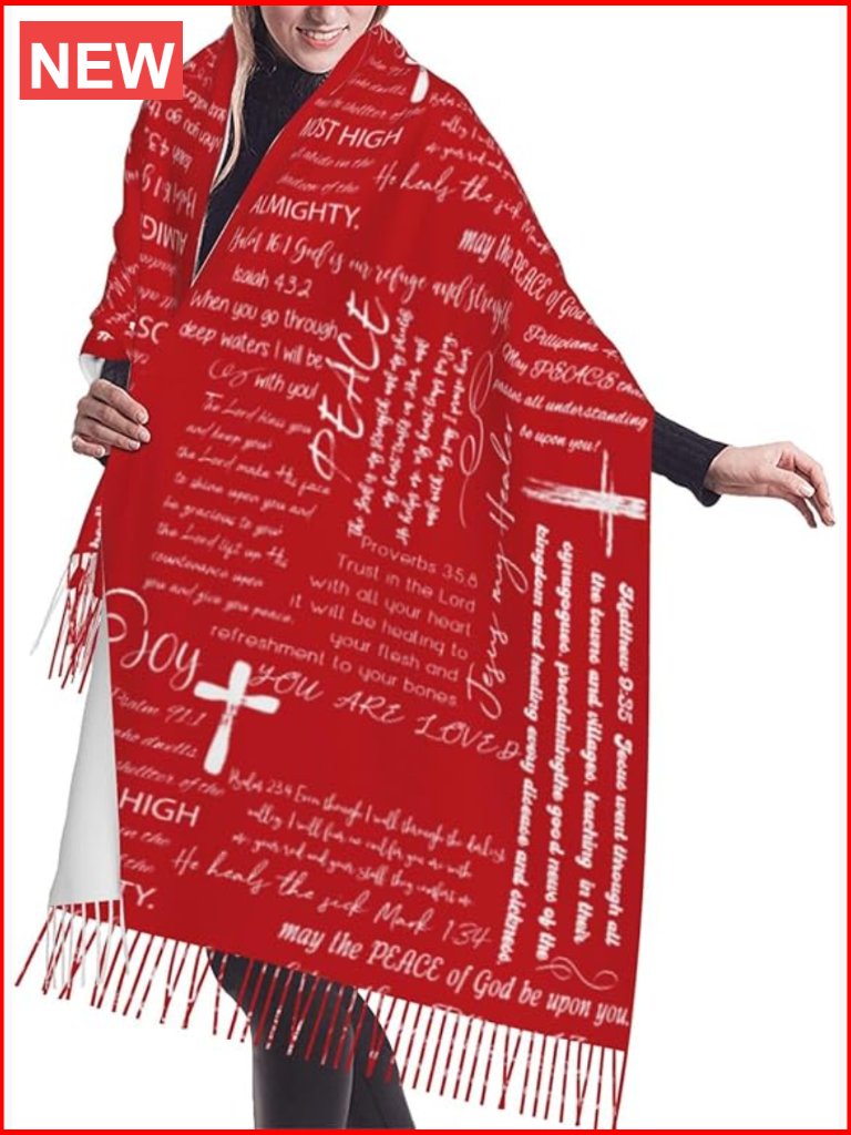 Super Soft Christian Bible Scarf Shawl With Tassel, Prayer Wrap